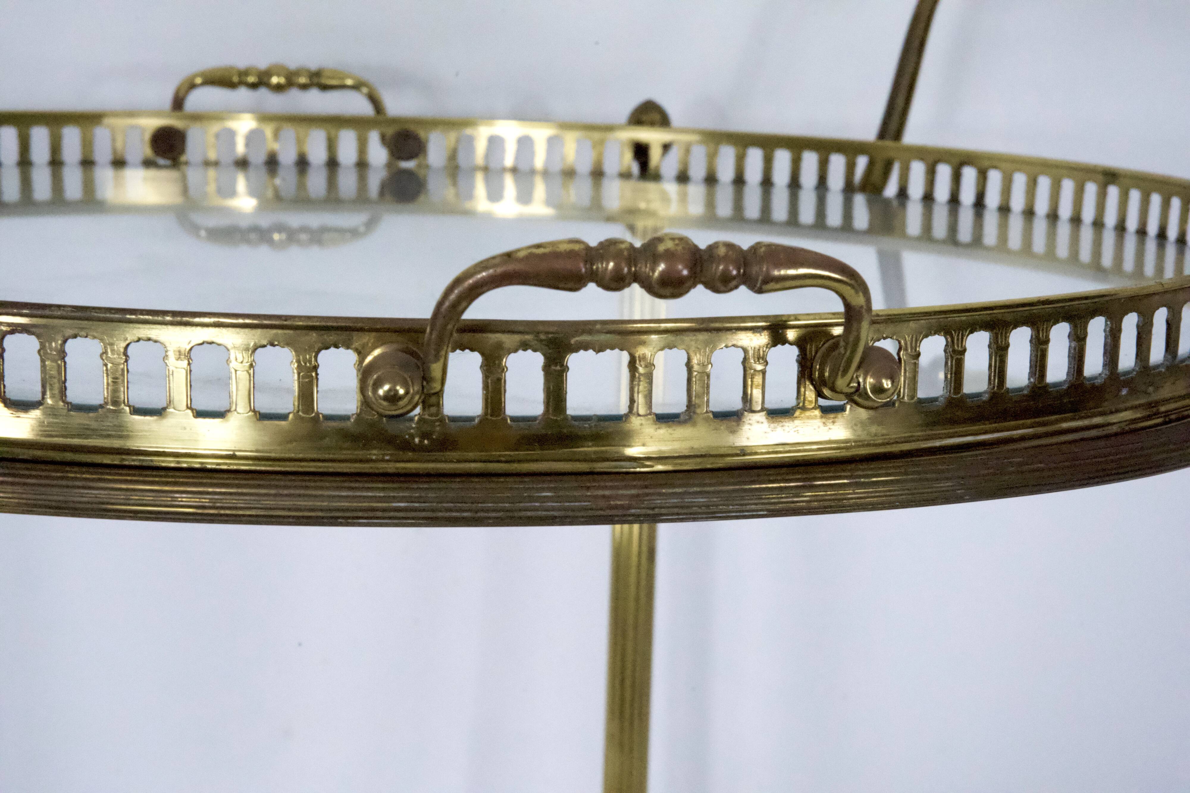 Mid-Century Modern Brass and Glass Bar Cart 1970s.