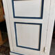 Antique bonnetière in cream and blue painted wood – in its original condition.