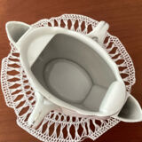 Old porcelain saucepan with fat/lean separator