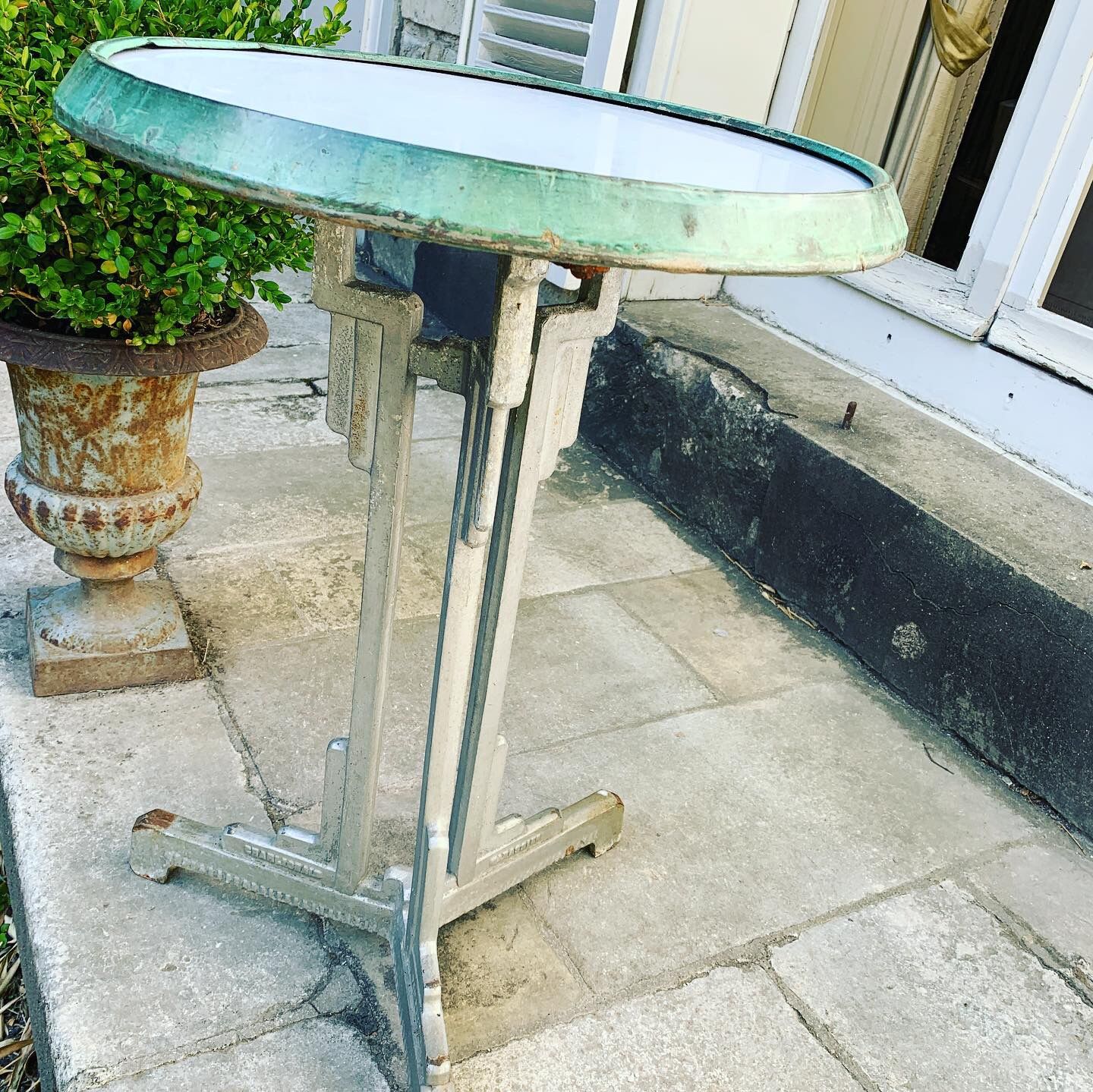 Charlionais & Panassier cast iron and opaline table, 1930s