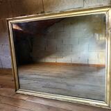 Mirror with golden mercury parquet signed david frame wood and stuck