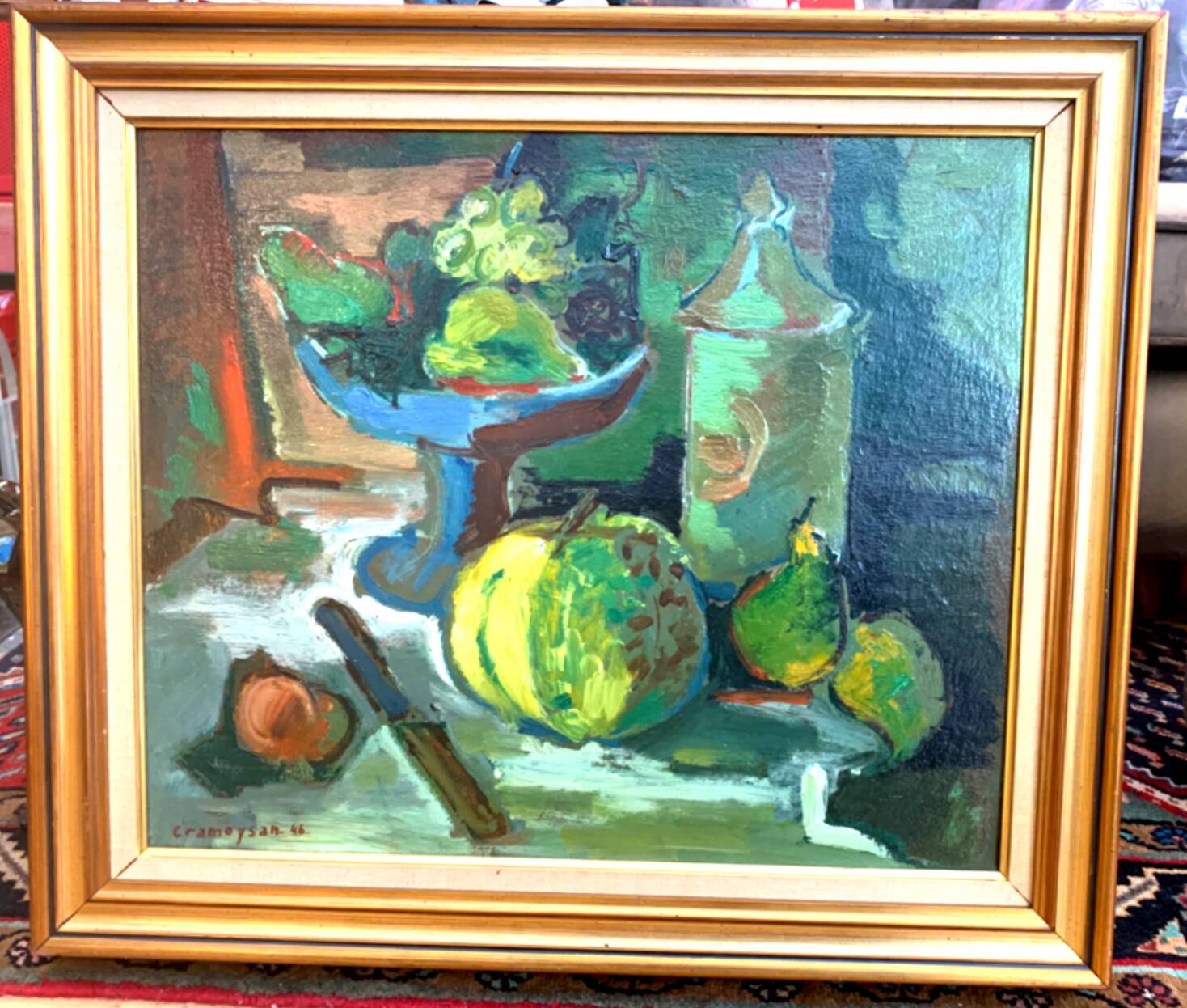 Marcel Cramoysan.20th century.still life.oil on hardboard signed and dated 1946