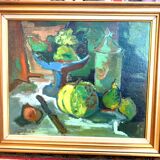 Marcel Cramoysan.XXeme.nature morte .huile sur isorel signée et datée 1946