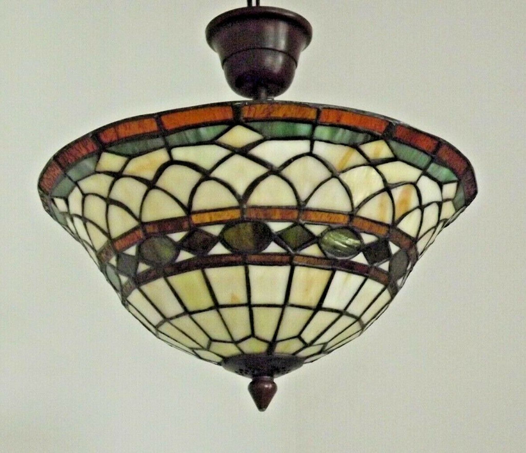 Vintage french 3 light leaded glass tiffany up light with adjustable height 3273
