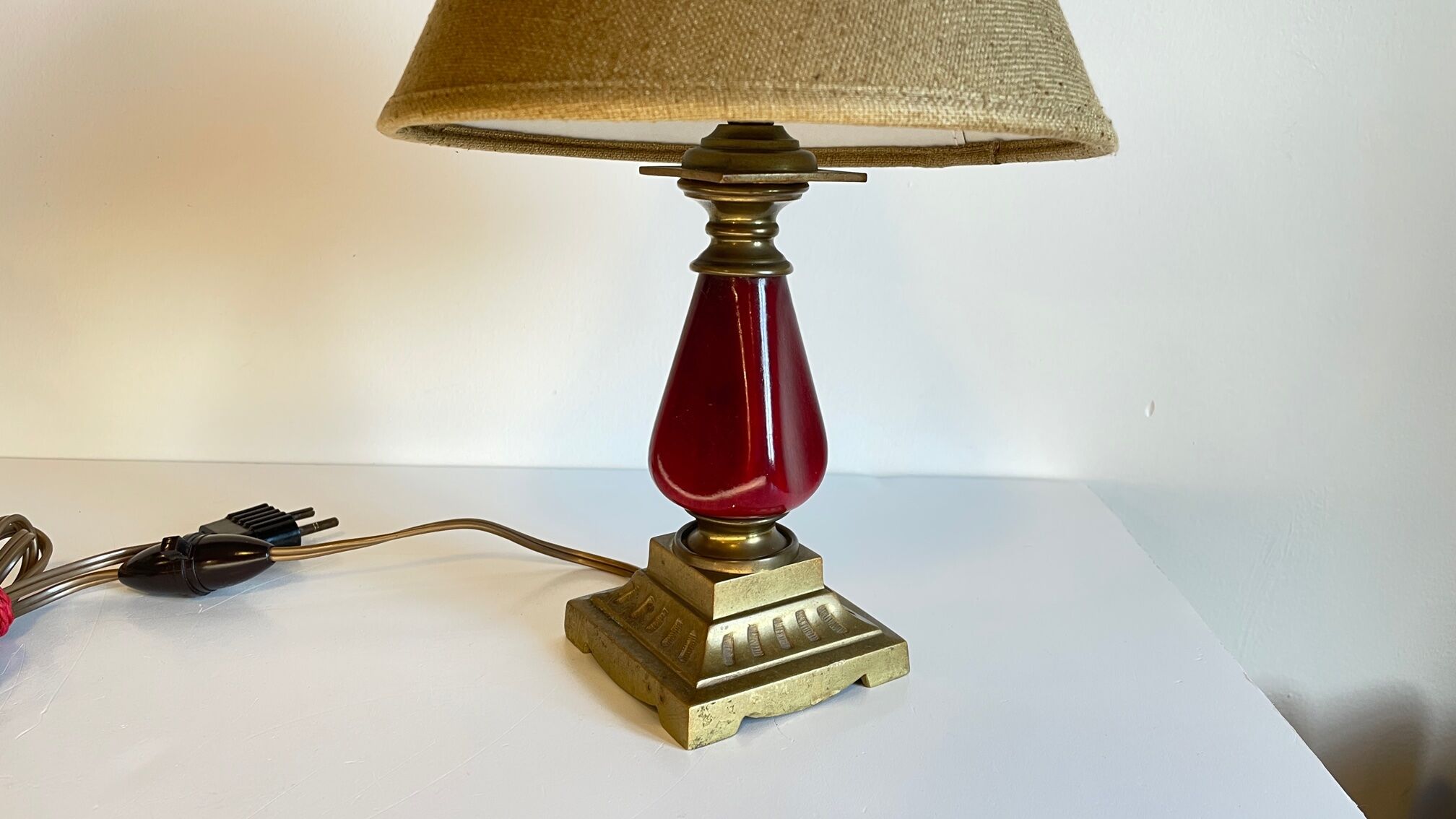 Vintage ceramic and brass lamp