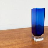 Swedish glass block vase from the mid-century by Aseda Sweden, 1960s.