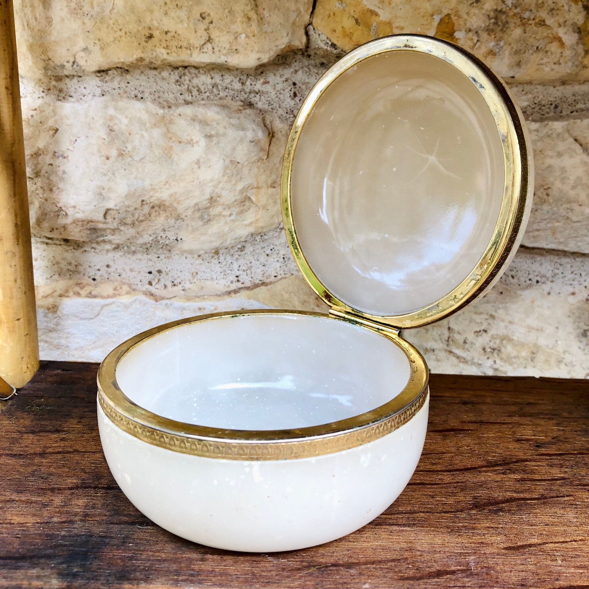 Old alabaster powder box