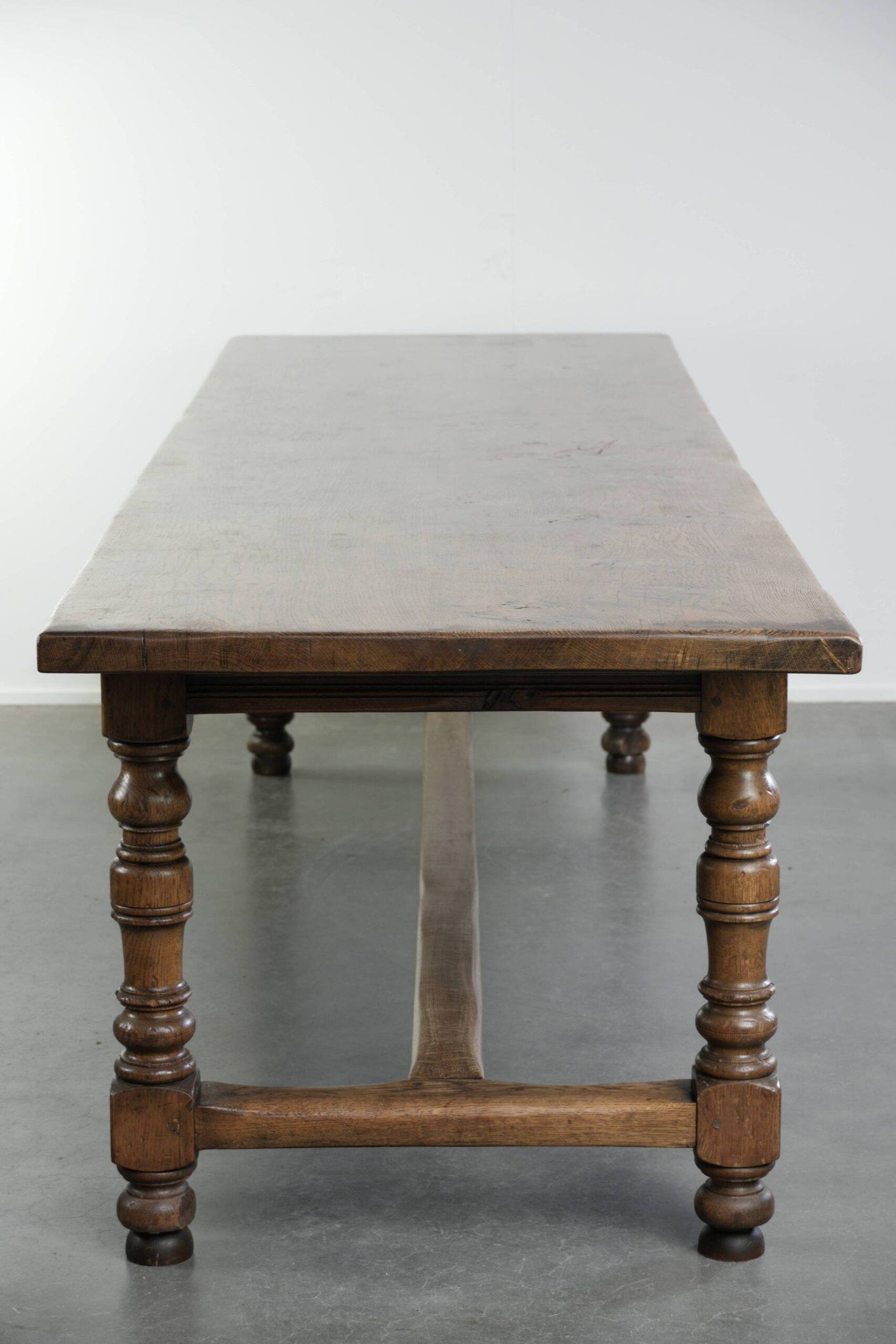 Large antique English oak farmhouse XXL dining table from the 19th century
