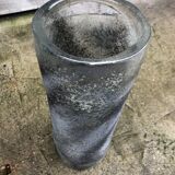 Large vase Biot glass bubbled grey patinated design 1970