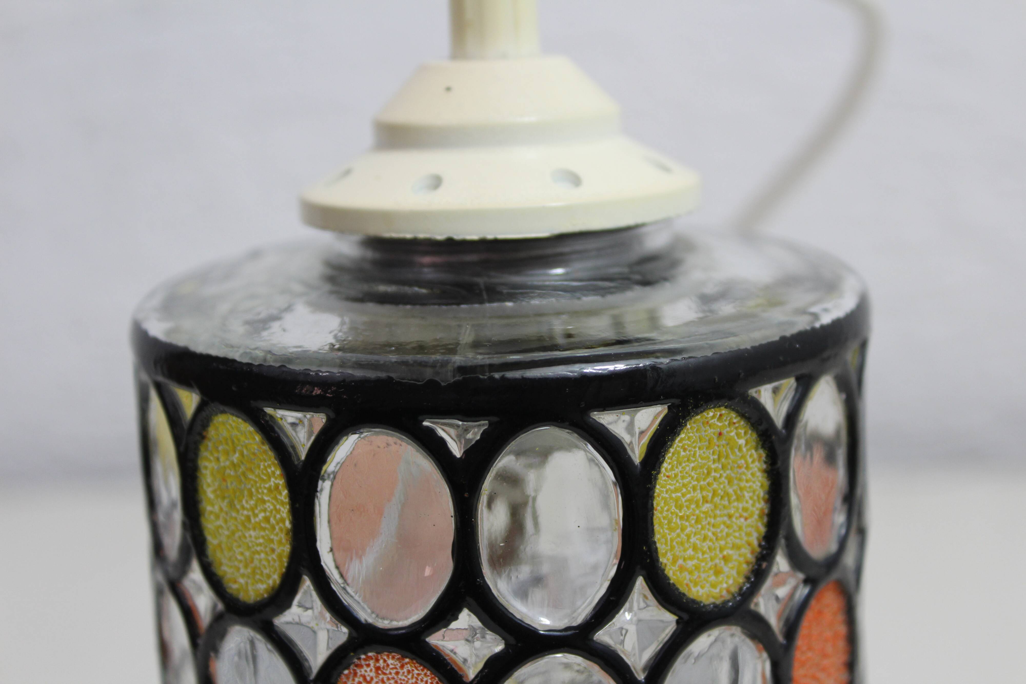 Colored glass pendant light