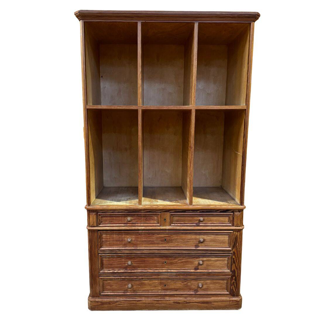 1950s pitch pine workshop cabinet