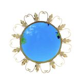 Vintage "witch" mirror - round convex mirror in gold metal