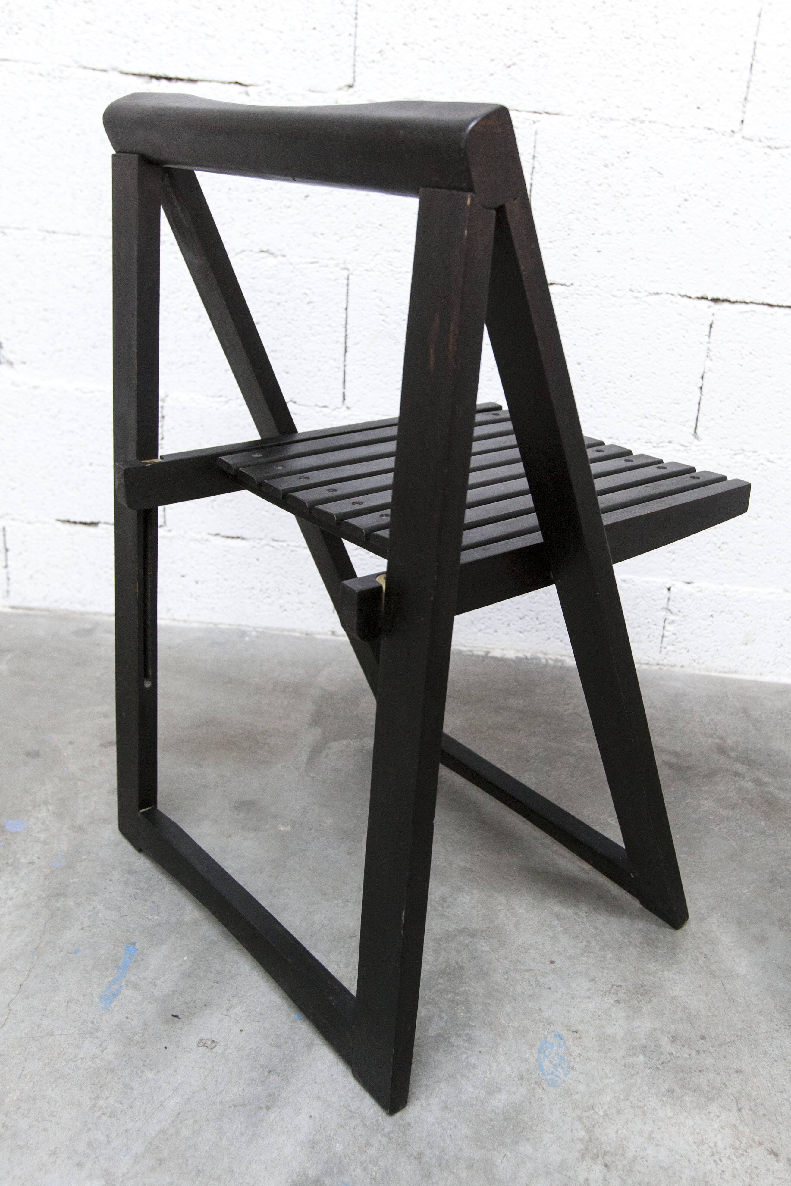 Chaise pliante Aldo Jacober pour Alberto Bazzani noire 1960 d'origine