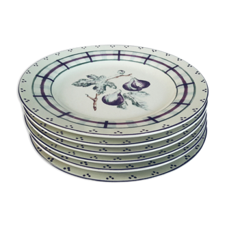 Ensemble de 6 assiettes à dessert en faience Intériors collection figuier