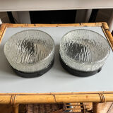 Round industrial wall light from the 1980s.