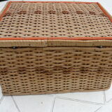 Vintage sewing box wicker bamboo 1950