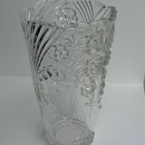 Glass vase with stylized flower pattern