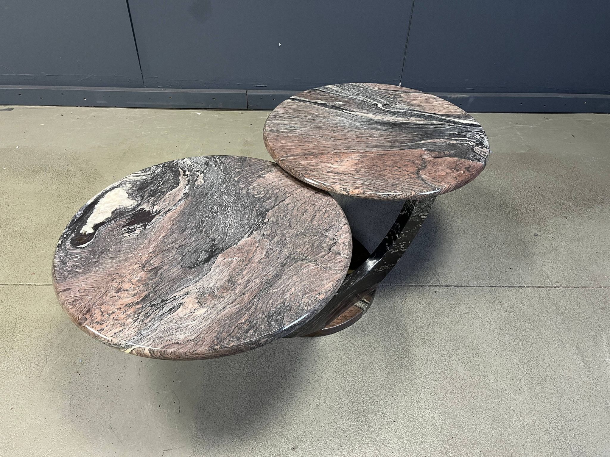 Table basse en marbre vintage à deux niveaux, années 1970