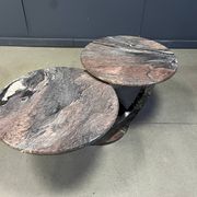 Table basse en marbre vintage à deux niveaux, années 1970