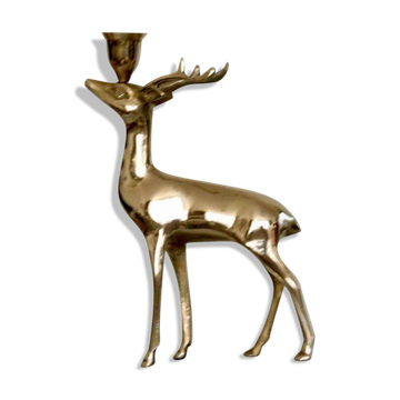 Vintage brass stag candlestick holder