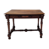 Antique writing table with beaded wood, Louis XIII style.