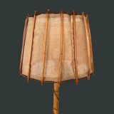 Louis Sognot vintage bamboo rattan floor lamp