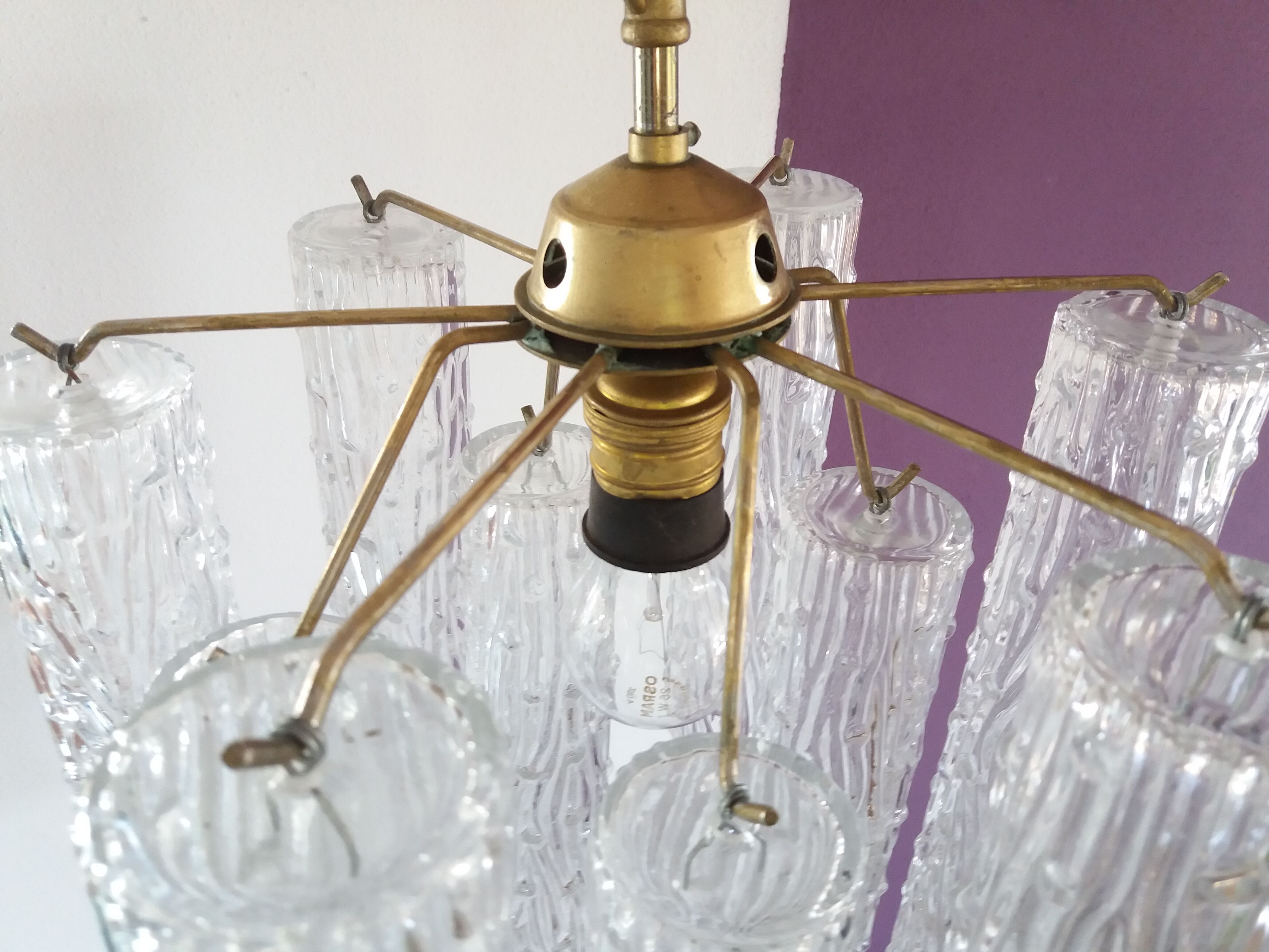 Murano glass chandelier "Tronchi" style 60's Venini style