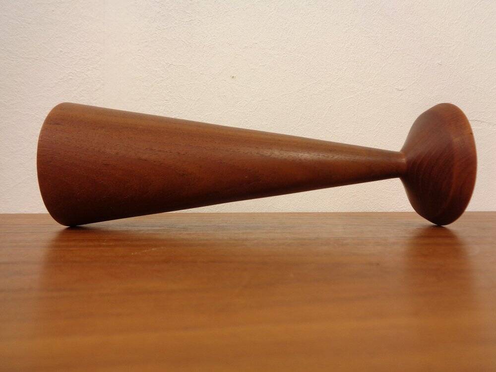Large teak candleholder from Anri Form, Italy, 1960s.