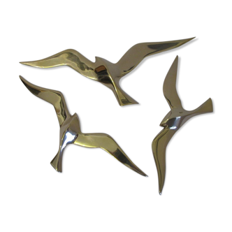 Set of 3 birds in brass 70s / 80s