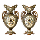 Paire de vases balustres en majolique de 1885 signés Gerbing & Stephan
