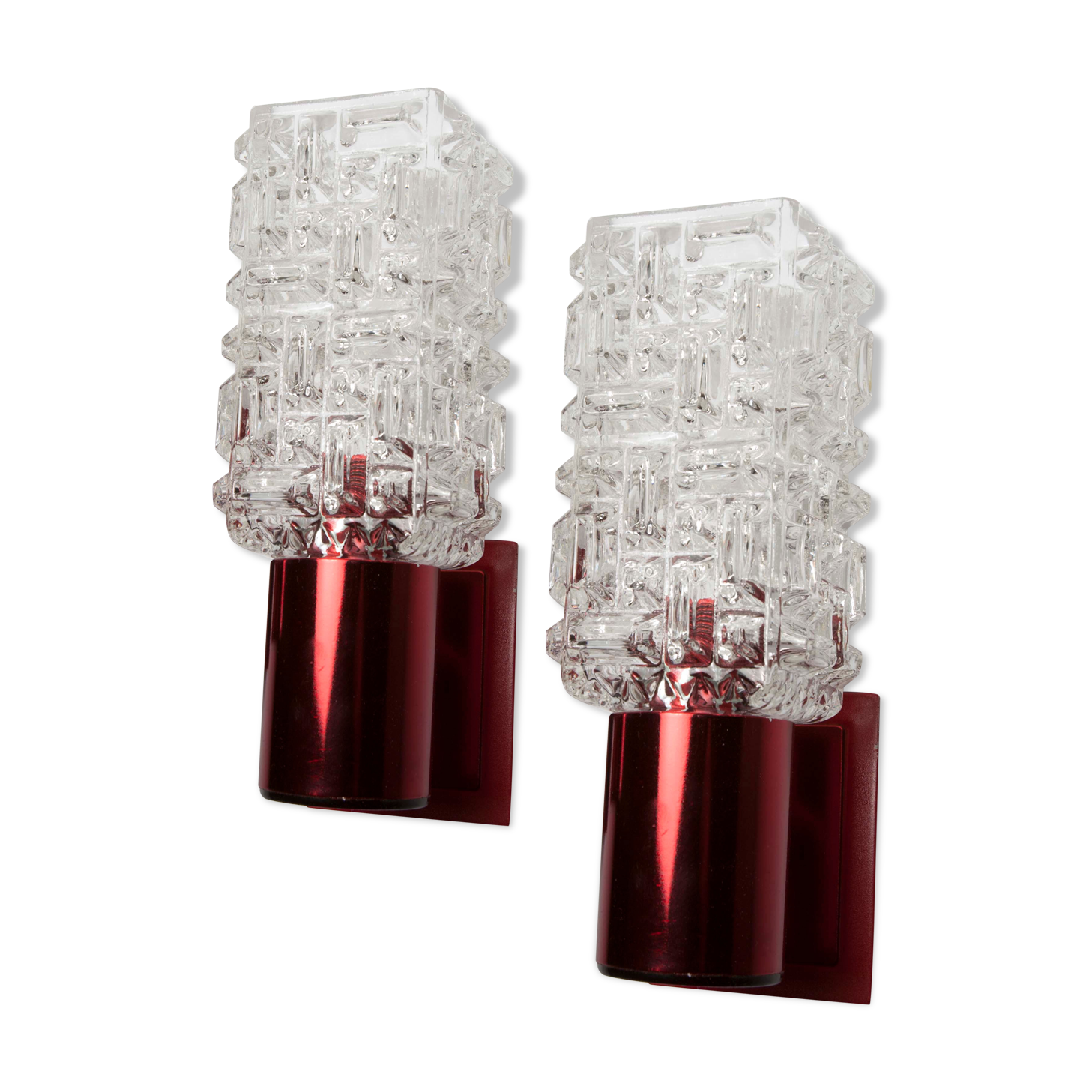 Pair of red wall light 1970