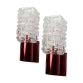 Pair of red wall light 1970