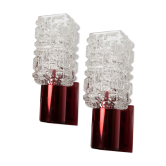 Pair of red wall light 1970