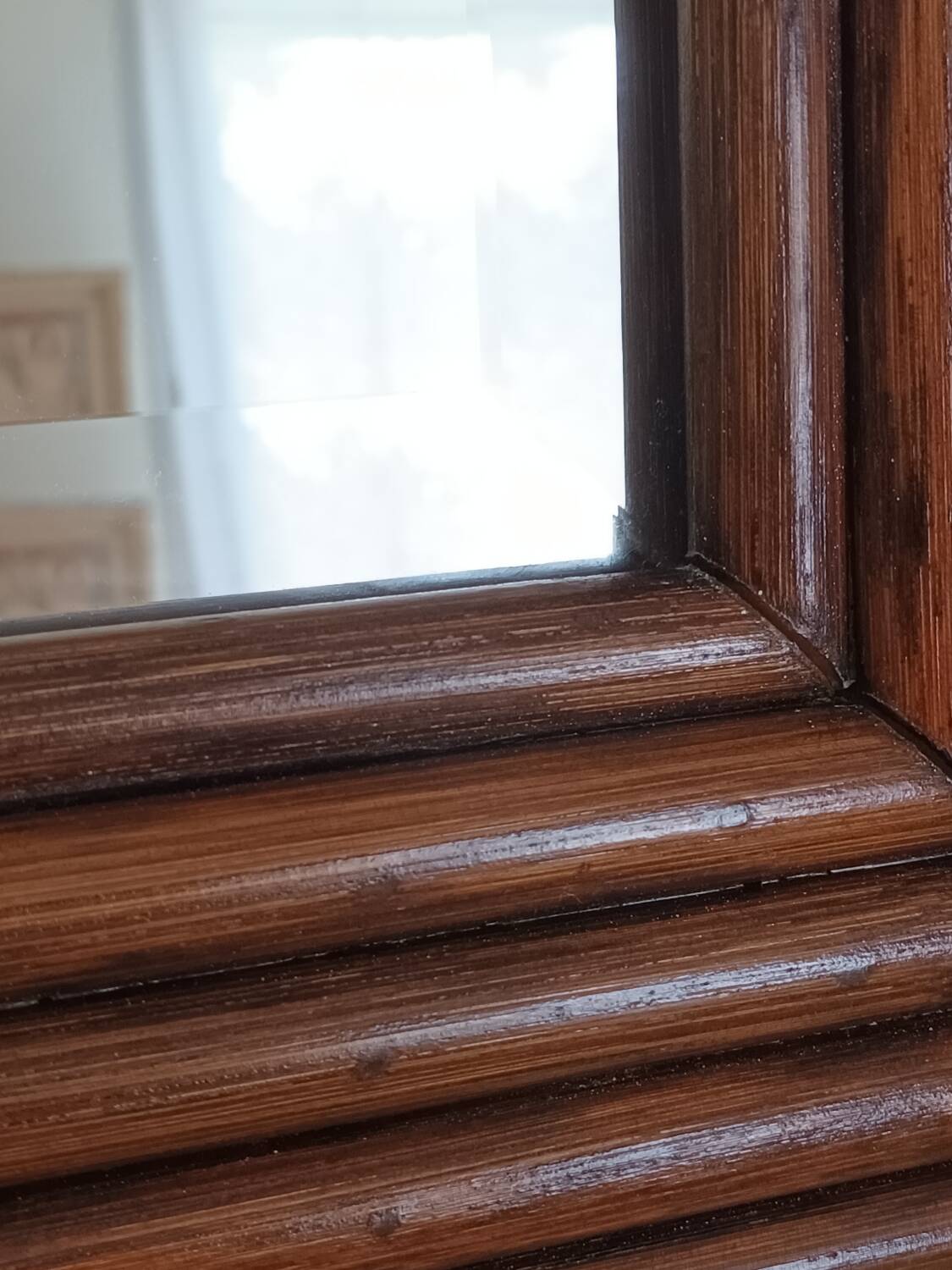 Vintage Bamboo Beveled Mirror