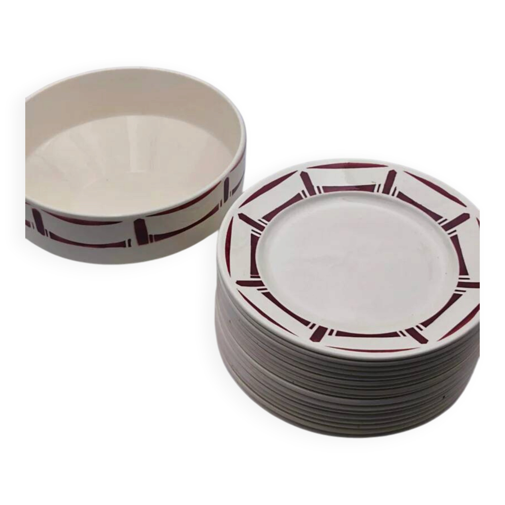 "France Louise" table service – Bordeaux geometric decor