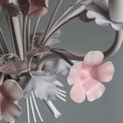 Vintage toleware chandelier with floral motifs, Italy from the 1960s.