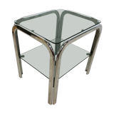 Vintage chrome sofa tip and smoked glass