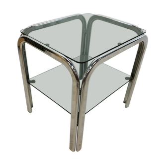 Vintage chrome sofa tip and smoked glass