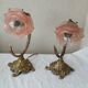 2 lampes en bronze et verre