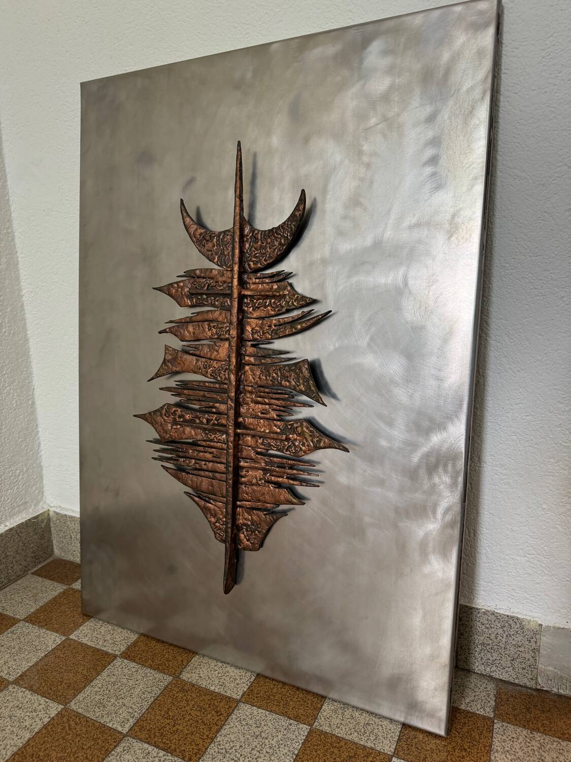 Brutalist bronze sculpture painting from the 70s