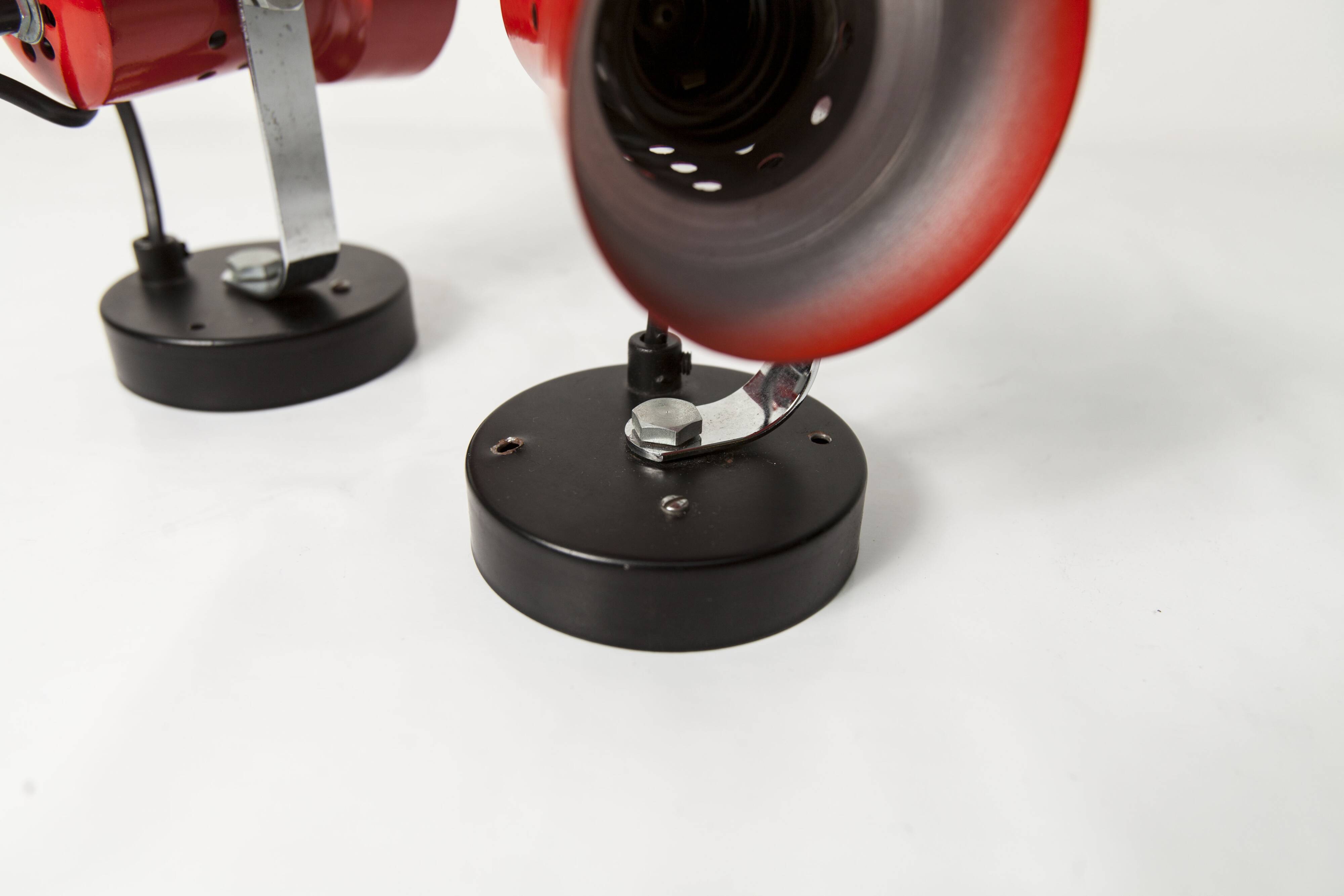 Pair of 1970s red and black wall lights