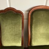 Paires de fauteuils en velours vert