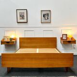Vintage double bed and bedside tables