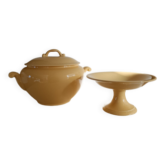 Vintage soup tureen and compotier Sarreguemines