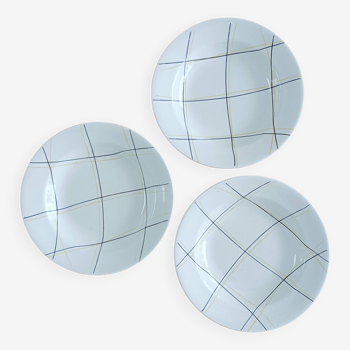 Set of 3 Salins soup plates, tile pattern