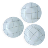 Set of 3 Salins soup plates, check pattern