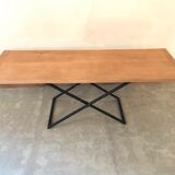 Wooden coffee table metal base