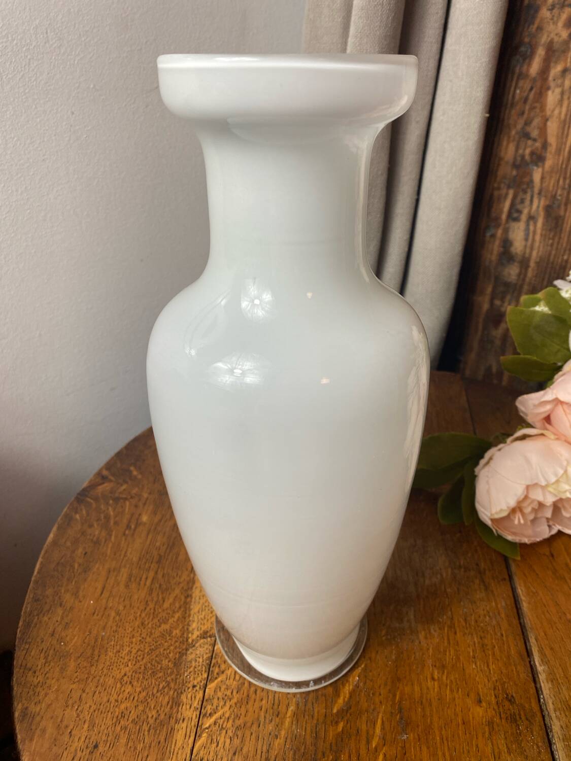White glass vase