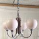 Art Deco chandelier with 4 lights in chrome metal and opaline - 1940s/50s