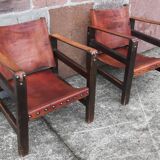 Pair of safari-style armchairs, 1930s